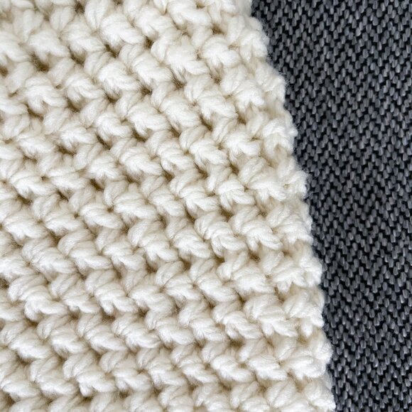 Adult, Mens, Ladies Ivory crochet hat, faux fur Pompom, Slouchy Knit Hat - Picture 6 of 6